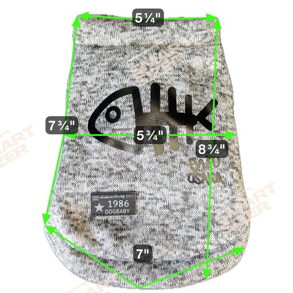 Dogbaby Gray Sweater With Fishbone Print For Dogs/Cats - Picture 2 of 9